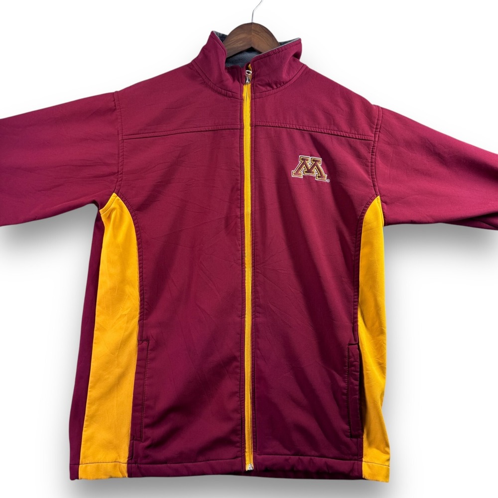 Minnesota Golden Gophers Jacket Mens Medium Maroon Full Zip Raincoat Pro Edge